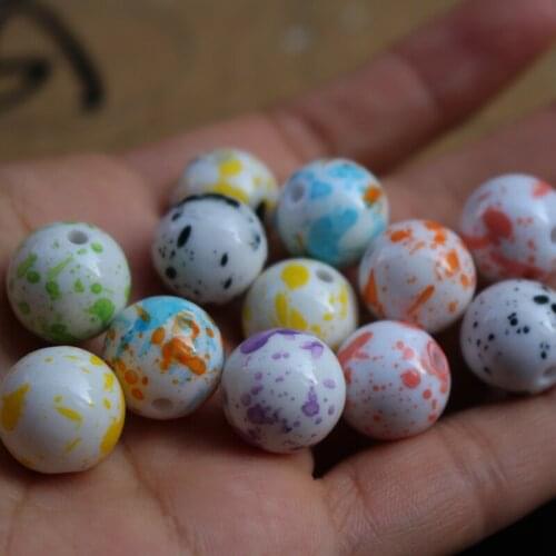 30 pieces/lot)14mm Acrylic beads Printing loose beads mix color for jewelry making yiwu accessoires
