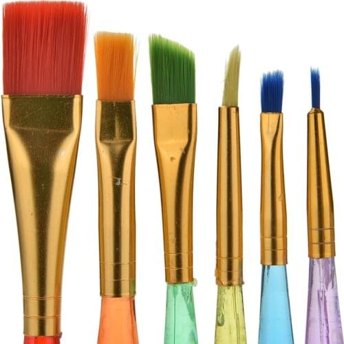 6Pcs/Set Artist Watercolor Oil Brush Nylon Hair Paint Brush Set Painting Supplies Wholesale