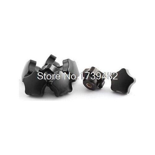 8 Pcs Plastic M6 Female Thread Screw Star Head Knobs Handle Black