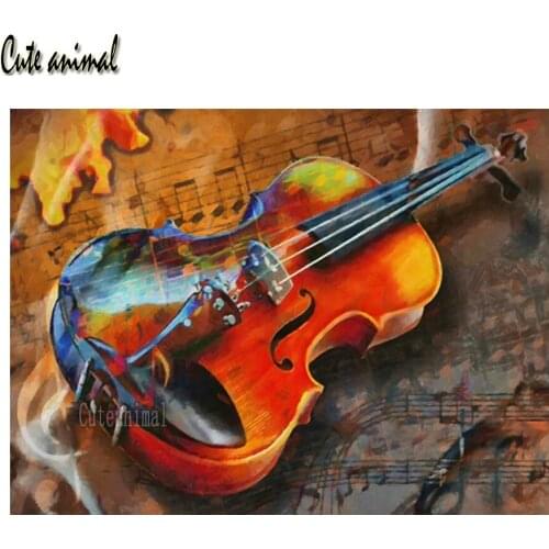 5D Diamond Painting Violin Music Musical Instrument Full Drill Rhinestones Pictures Cross Stitch Diamond Embroidery Decoration