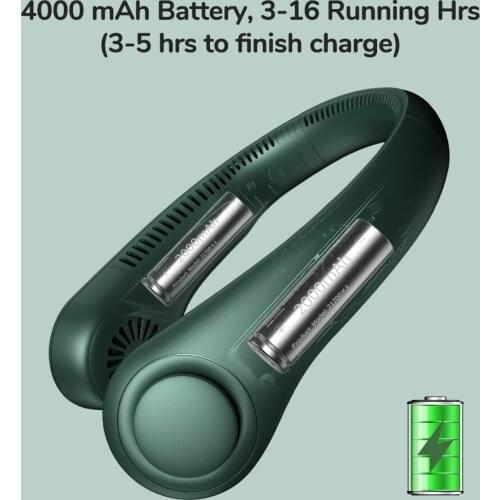 Mini Neck Fan Portable Bladeless 4000mAh USB Rechargeable Mute Sports Fans for Outdoor Ventilador Portatil Abanicos Cooling