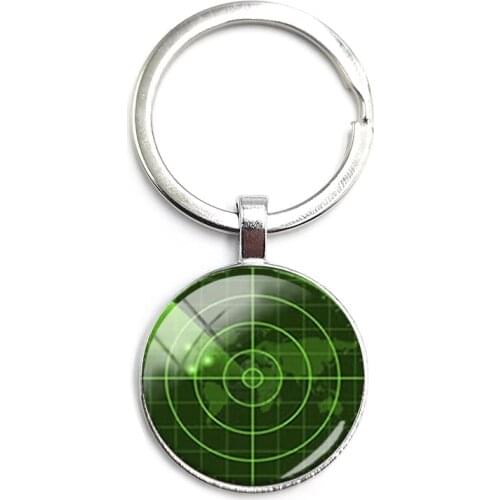 2020 Hot Handmade Trendy Dark Green Radar Screen Picture Key Chain Charm Navy Ship Radar Art Keychain Jewelry Sailors Gift