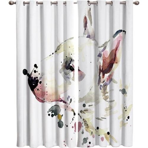 Bull Terrier Puppy Window Curtains Home Decor Kitchen Items Curtain Panel Curtains for Living Room