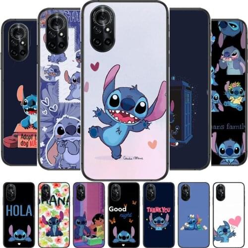 Stitch disney Clear Phone Case For Huawei Honor 20 10 9 8A 7 5T X Pro Lite 5G Black Etui Coque Hoesjes Comic Fash design