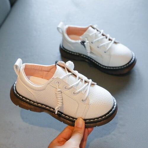 Children Leather Shoes Vintage British Style Shoes Boys Girls Casual Outdoor Shoes Low-heeled Baby Sneakers Classic Lace-Up Shoe