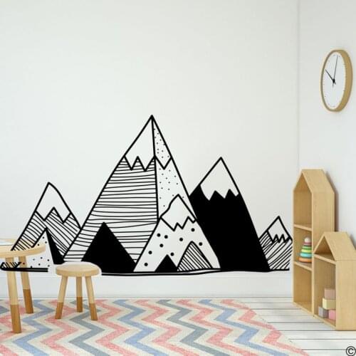 Geometric Mountain Wall Sticker Scanvinia Mountain Peak Adventure Travel Time Wall Decal Baby Nursery Bedroom Vinyl Home Decor