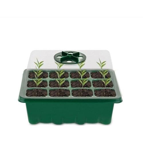 1 Set 12 Cell Seeds Nursery Pots Planter Flower Pot With Lids Seedling Tray Plastic Hydroponic Plant Grow Box With Breather Hole