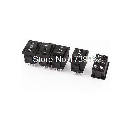 Car Truck RV Boat ATV 6 Pins DPDT ON-OFF-ON Rocker Toggle Switch Black 5PCS