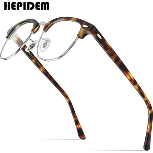 HEPIDEM Acetate Glasses Frame Men Retro Vintage Round Eyeglasses Women Myopia Optical Prescription Spectacles Eyewear 9171