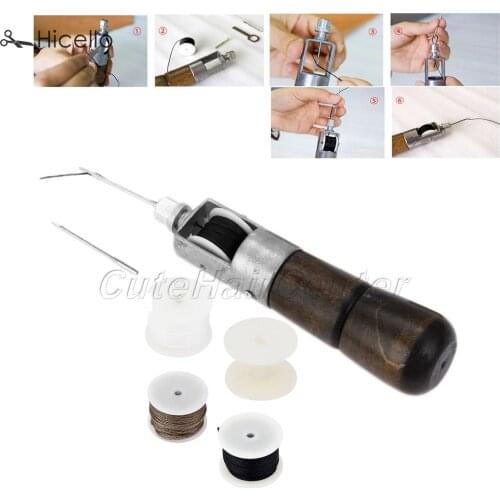 Leather Sewing Tools Craft Awl Wax Line Stitching Machine Needles Waxed Thread Shaft Line Hand DIY Sew set Hicello