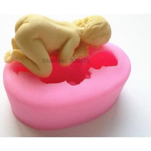 By dhl 200pcs practical 3D Sleep baby handmade soap mold chocolate cake decorating tools DIY cookies fondant silicone mould