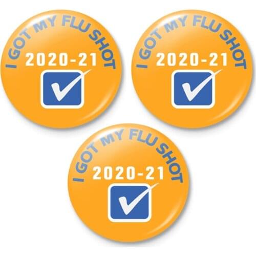 3 Pieces Vaccinated Button Pins I Got My Flu Shot Letters Round Plastic Brooch Sweater Mini Memorial Badges Sign Universal Healt