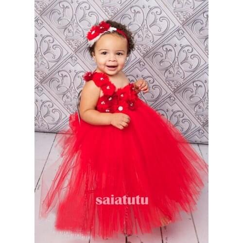 Red Girls Dress New Year Princess Children Wedding Dress Gown Kids Dresses Birthday Tutu Party Dress Christmas Vestido