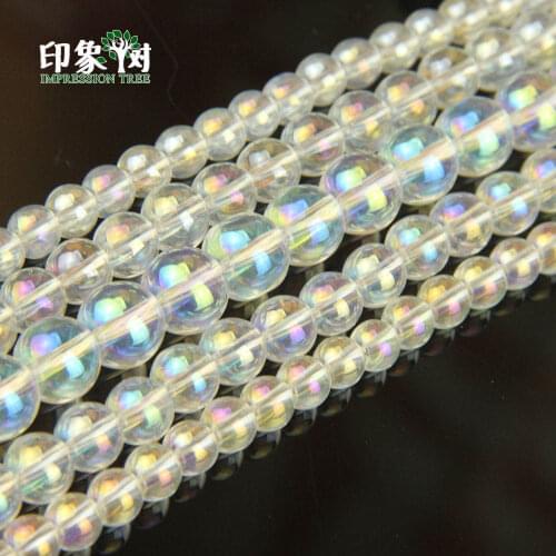 Round Glass AB Color Bead 4 6 8 10 12mm Loose Glass AB Color Bead for DIY Jewelry Makings Necklace Bracelet 2957