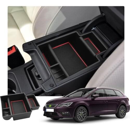 LFOTPP Car Armrest Storage Box For Leon MK3 Leon Cupra 5F 2017 2018 2019 Central Control Container Box Auto Interior Accessories