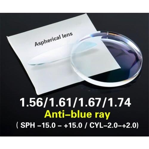 1.56 1.61 1.67 1.74 Resin Glasses Lens Aspheric Coating Anti Blue Ray Prescription Optical Lens Myopia/Hyperopia Presbyopia Lens