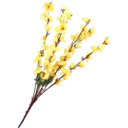 Artificial Flowers Simulation Peach Blossom Floral Fake Plastic Decoration 57cm 7 Forks Bouquet