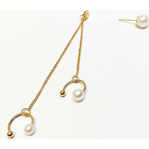 Fashion Women Imitation Pearl Ball Earrings Long Tassel Chain Earrings Geometric Circle Earrings Girls Jewelry Gift Wholesale