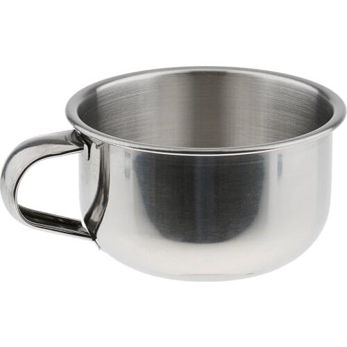 High Quality Stainless Steel Mens Shaving Mug Bowl Men Barber Beard Soap Mug Cup + Handle for Shave Brush Rust-proof Durable