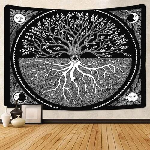 Tree of Life Tapestry Sun and Moon Wall Hanging Room Decor for Bedroom Aesthetic Adult Kids Room Decor Mandala Wall Tapestry