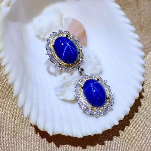 Real Natural Sapphire jewelry set Natural Real Sapphire 925 sterling silver 1pc pendant,1pc ring