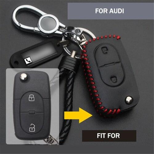 Genuine Leather Remote Car Key Case Cover Bag Protector Holder Auto Accessories For Audi A2 A3 A4 S4 A6 A8 TT/Roadster 1999-2006