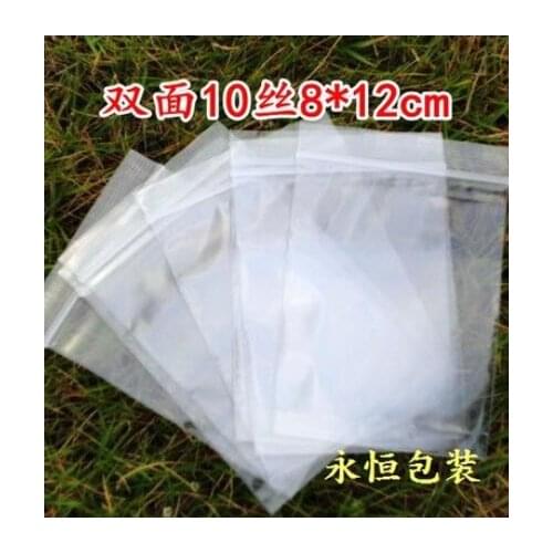 No. 1 pe thick wire10 8 * 12CM ziplock bag film 100 sealed bags small bags transparent plastic bags