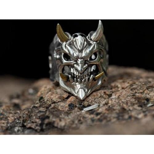 New Product Skull Prajna Ring Fashionable Mens Retro Personality Open Index Finger Ring Characteristic Jewelry