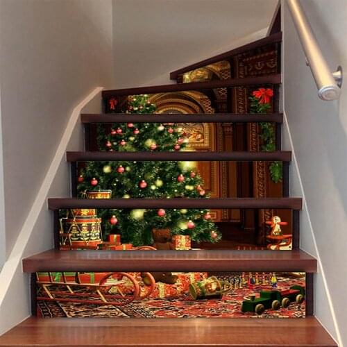 New Product Christmas Creative Staircase Stickers 3D Christmas Tree Corridor Stairs Renovation Decoration Wall Stickers