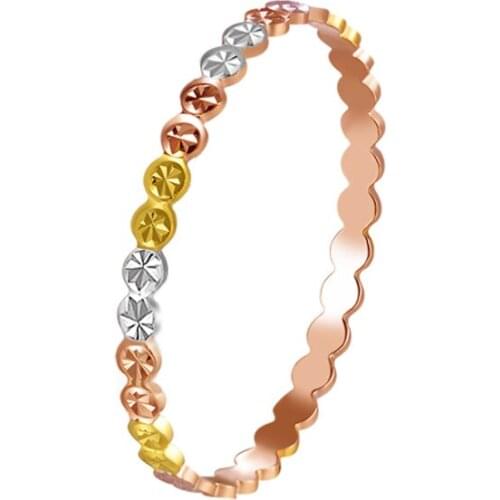 Authentic 18K Multi-tone Gold Ring Classic Engagement Index Finger Gold Ring Female Women Star Wedding Rings Jewelry US 5-9