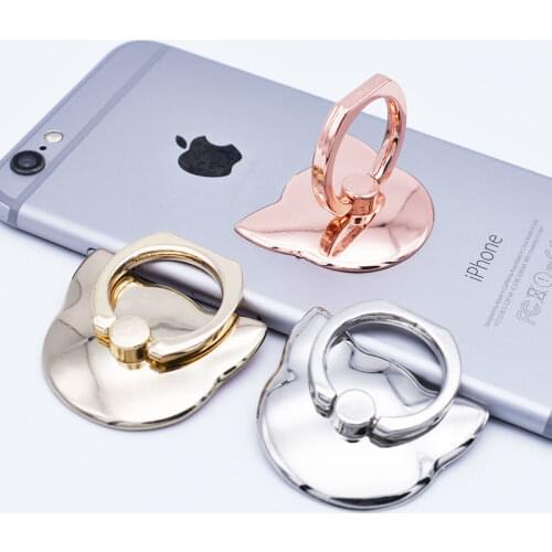 Full Metal Plating Mobile Phone Ring Holder Stand Cat Head Desktop Support Frame Anti-theft and Anti-lost Mobile Phone Holder
