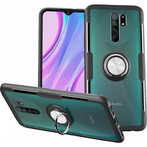 Transparent Case For Xiaomi Redmi 9 case Redmi 9A metal Bracket Finger Ring Back Cover for Xiaomi Redmi 9C Fundas