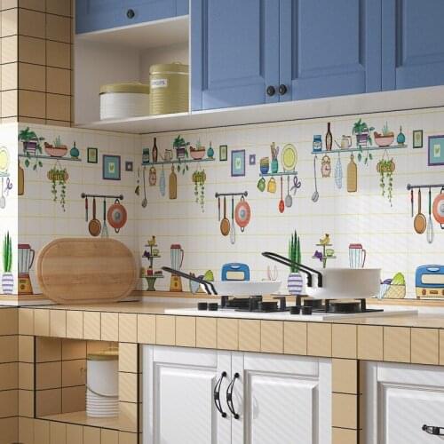 Self Adhesive Kitchen Oil Decorative Film Bathroom Wall Balcony Waterproof Wallpaper Plaid Aluminum Foil Tiles Stickers