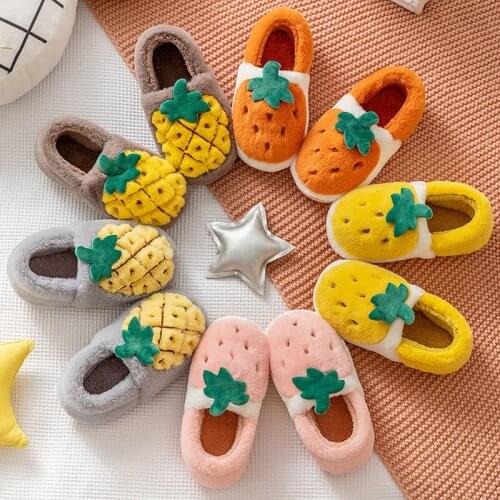 Winter Children Girls Radish Indoor Home Thick Fleece Warm Slippers Boys Kids Casual Non-Slip Cotton Baby Shoes