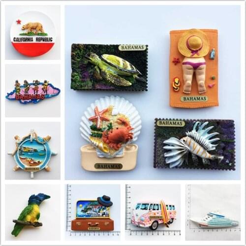 World Tourist Fridge Magnet Souvenir Creative Bahamas Ocean Style Hand Painted Refrigerator Magnets Home Decor City Travel Gift