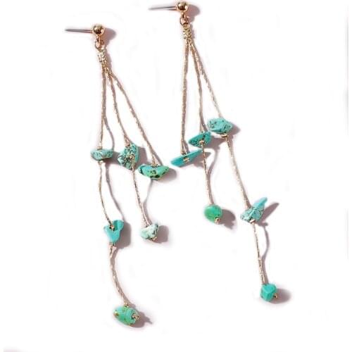 GSOLD Geometric Acrylic Stone Chain Tassel Earrings Simple Alloy Long Dangle Earrings Women Summer Fashion Jewelry 2021