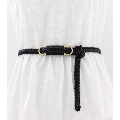Ladies' hand-woven retro thin belt decorated with fashion all-match small belt 5 colors length 105cm width 1.5cm