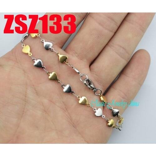 Golden color 5.4mm stainless steel Brace lace heart-shaped bracelet mans lady fashion jewelry 20pcs ZSZ133