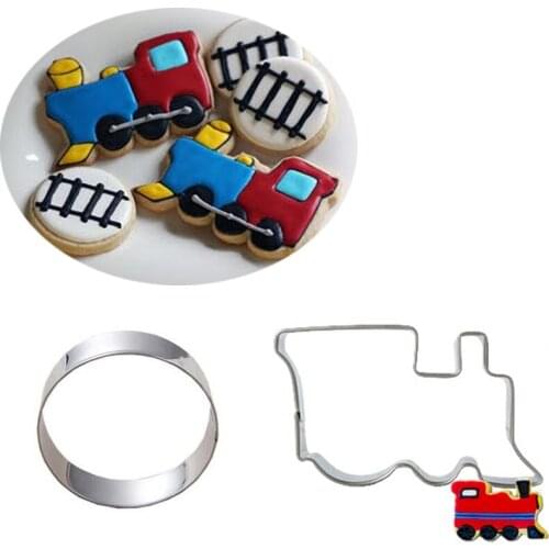1pcs patisserie reposteria Cartoon Train Stainless Steel Cookie Cutter Sugar Fondant Cake Decor Tools Chocolate Biscuit Mould