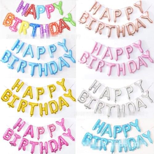 16inch Colorful Balloon Happy Birthday Alphabet Letters hanging flag banner Baby Boys Birthday Party Decorations Anniversary