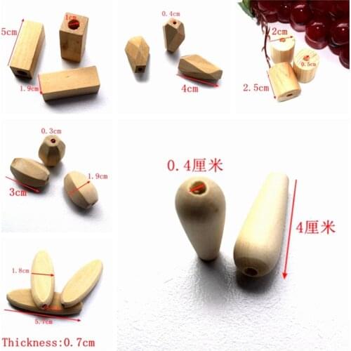 20pcs/set 2017 new design special-shaped wood parts geometry unfinished beads jewelry DIY wooden necklace A1