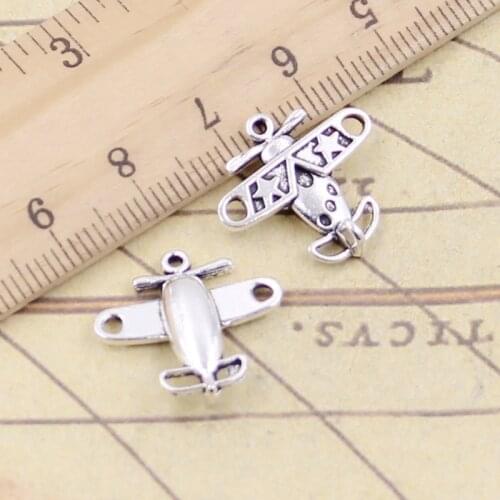 20pcs Charms Airplane Plane 18x19mm Tibetan Silver Color Pendants Antique Jewelry Making DIY Handmade Craft