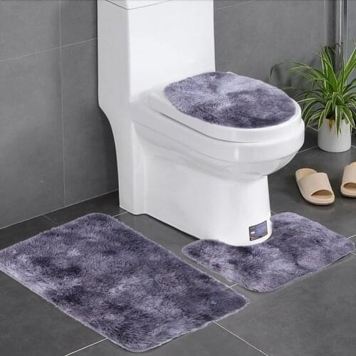 3Pcs Bathroom Rug Set Soft Non Slip Toilet Lid Cover Bath Mat Contour Rug Home Decoration