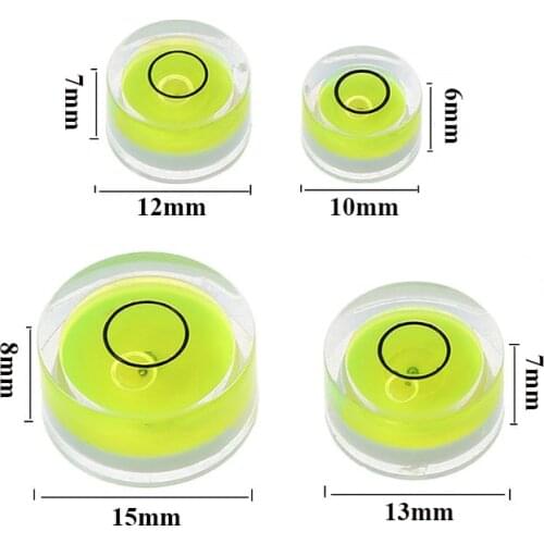 4pcs Green Round Bullseye Precision Circular Mini Spirit Level Set Bubble Inclinometer Round Bubble Level Horizontal Bubble 15x8