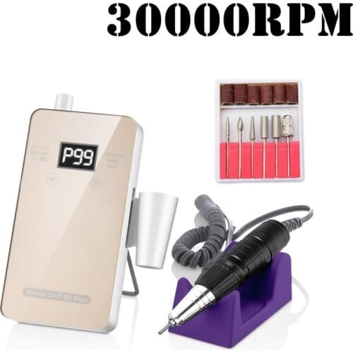 Rechargeable nail drill 30000 rpm electric nail machine portable nail nail remover nail tool set electric nail file