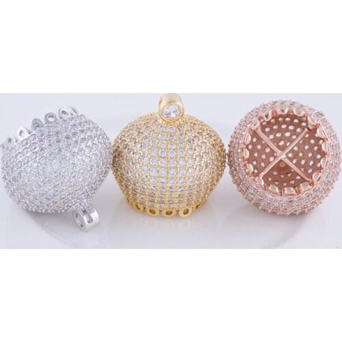 Promotion Pearl Necklace Fittings 20*20mm Handmade Mirco Pave CZ Connector Tassel Bead Caps jewelry making supplies top quality