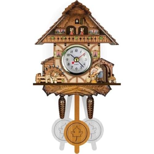 Antique Wood Cuckoo Wall Clock Bird Time Bell Swing Alarm Watch Home Decoration