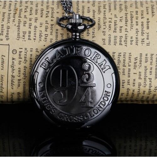 Kings Cross London 9 3/4 Platform Hot Movie Quartz Movement Pocket Watch Full Hunter Necklace Pendant Clock 4 Colors