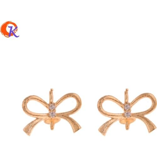 Cordial Design 100Pcs 8*10MM Jewelry Accessories/DIY Connectors/Bowknot Shape/Genuine Gold Plating/Hand Made/Earring Findings