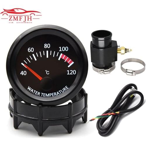 52mm Gauge Car Motor Water Temperature Gauge 40-120 C Water Temperature Gauge Adaptor Joint Pipe Sensor Radiator NPT 1/8 Sensor
